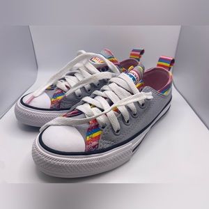 Converse All Star CTAS 669818F Wolf Gray Rainbow Stripe Sneaker Youth Size 13